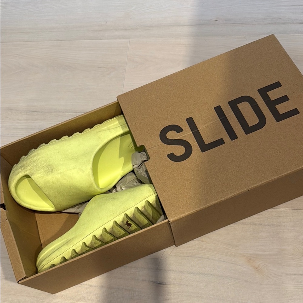 Lime Green Yeezy Slides
